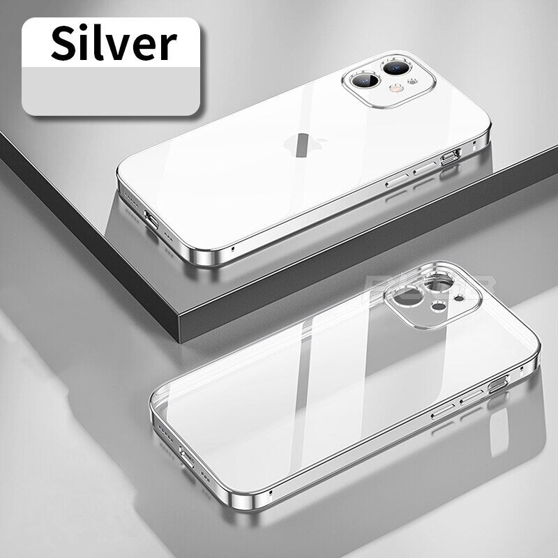 Luxury plating square frame soft tpu silicone case for iphone 11 12 13 14 pro max mini xr x xs case shockproof clear cover for iphone 6 7 8 plus se 2020 back cover