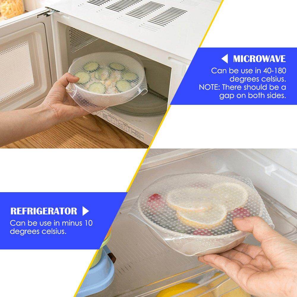 Silicone Food Wrap Replacement Cover for Tupperware, Bowls, Dishes and Plastic Container Reusable, Eco-Friendly Storage for Fruit, Fresh Produce Freezer and Microwave Safe Lids