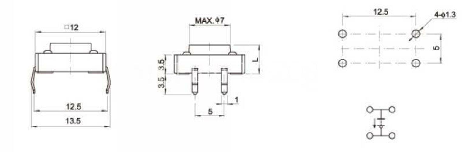10 Cái Công Tắc Nút Bấm Xúc Giác Chiến Thuật 12*12*4.3Mm 12*12*7Mm 12*12*9Mm 4 Chân