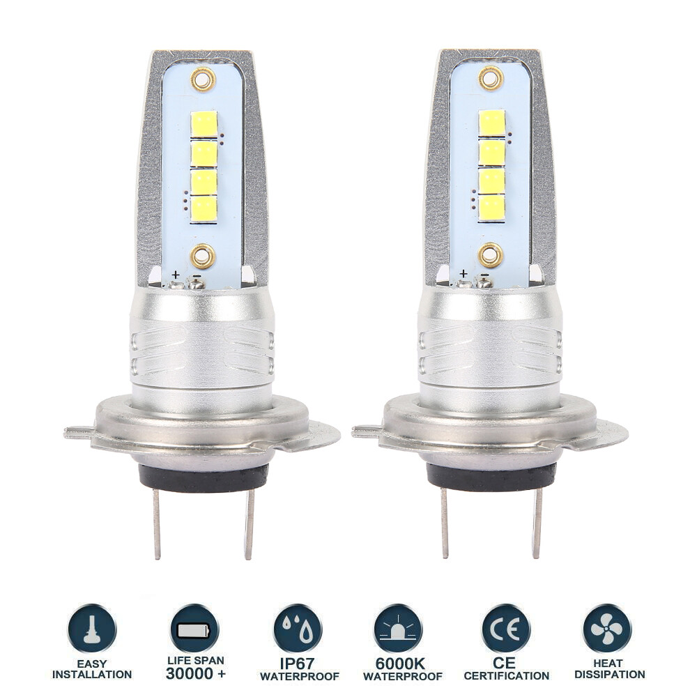 2Pcs H7 Bóng Đèn Pha LED Bộ Chuyển Đổi Hi/Lo Chùm 55W 8000LM 6000K Sáng Cao