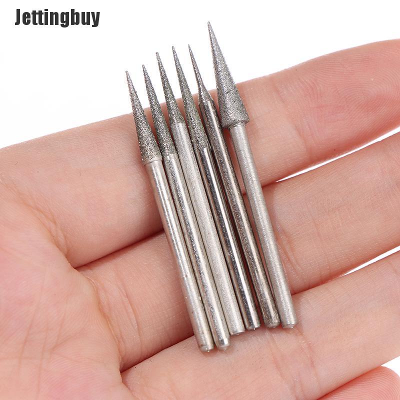 [Jettingbuy] 6Pcs 1-4mm Diamond Grinding Head Needle Bits Burrs Engraving Carving Tool 2.35mm