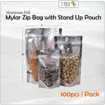 100pcs Aluminum Foil Mylar Zip Bag / Semi Metalized Zip Lock Bag / Aluminum Food Packaging Zip Bag / Zip Lock Bag with Stand Up Pouch