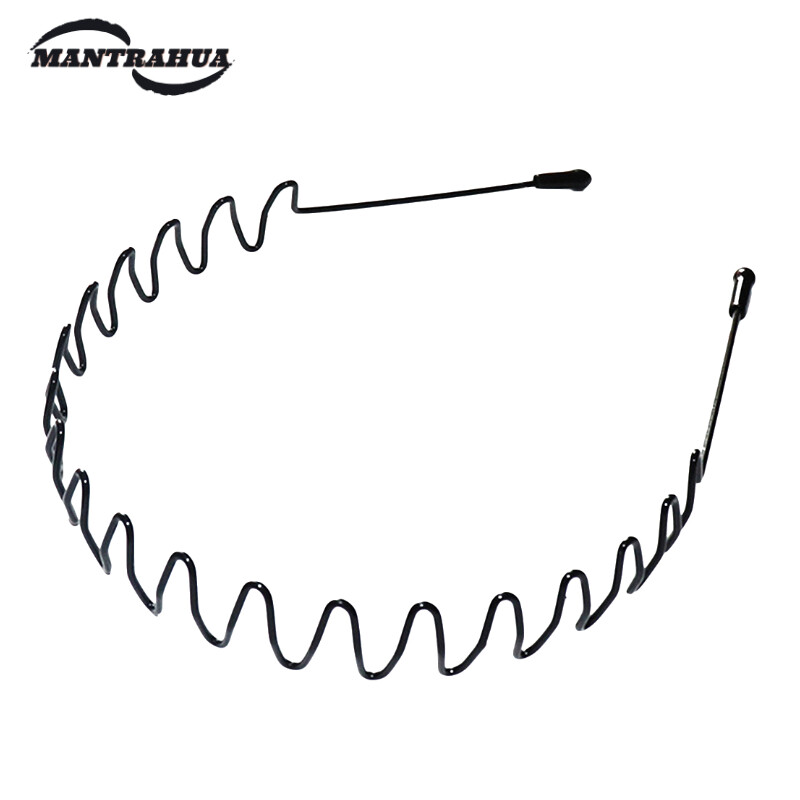 Mantrahua Metal Hair Band Black Spring Wave Hair Band Multi-Style Unisex Flexible Sports Outdoors Headband For Women Men