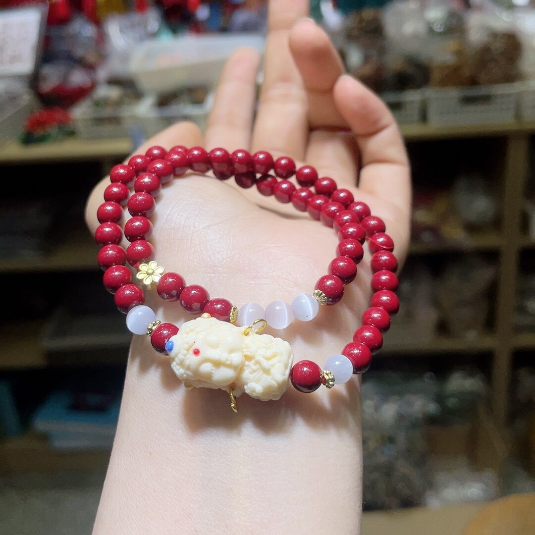 Cinnabar Tara bracelet Purple Sand Tara Double Circle Bracelet Bead diameter 6mm