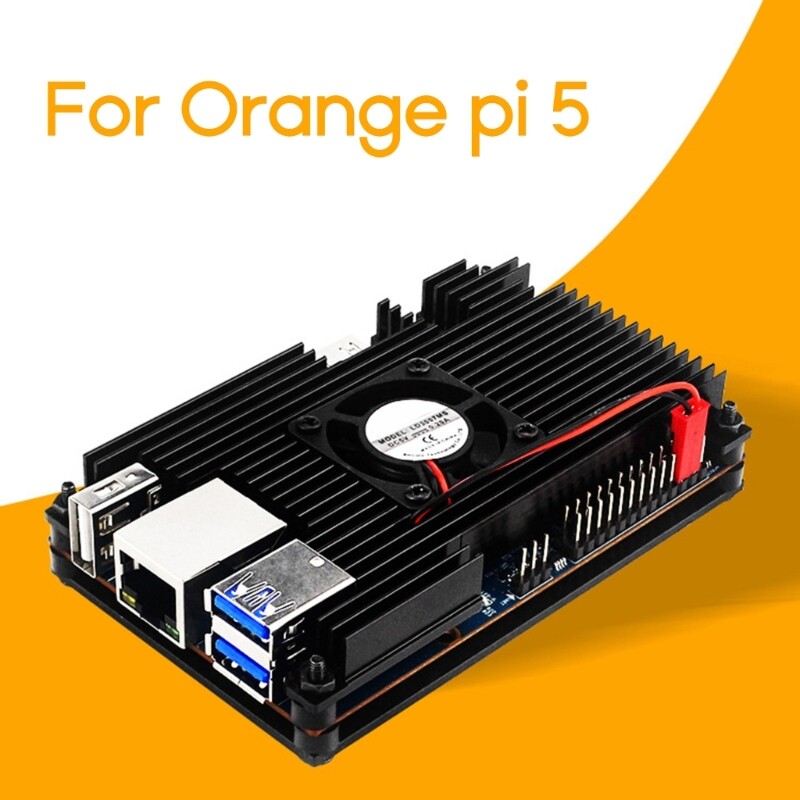 For Orange Pi 5 Heat Dissipation for Shell Metal for Case Enclosure Cooling Fan for Pi 5 Motherboard Alloy Cover