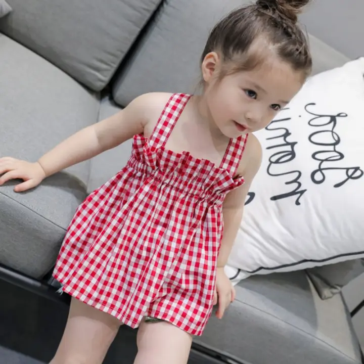 girls red plaid dress