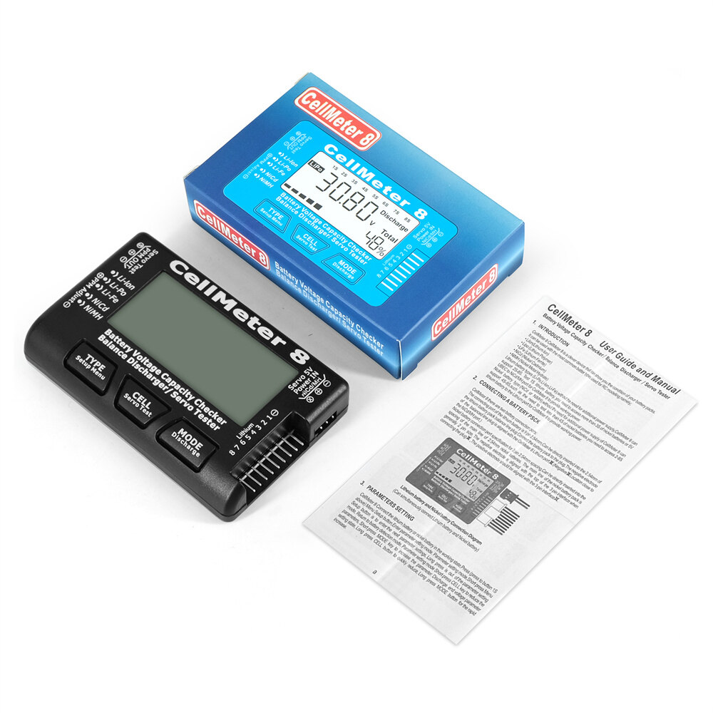Foriot lcd digital battery capacity checker cellmeter rc cellmeter7/cellmeter8 2-8s 4-8s servo lipo li-lon nimh battery tester