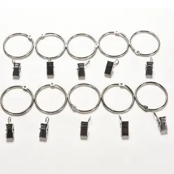 Qia 10pcs Movable Stainless Steel Shower Hanging Curtain Rod Clip