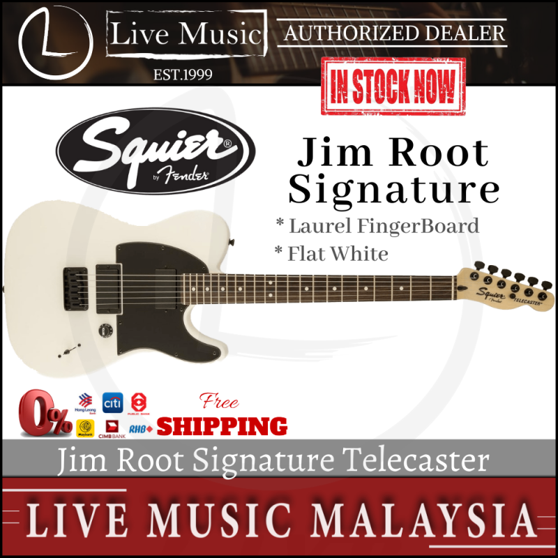 Squier Jim Root Signature Telecaster Electric Guitar, Rosewood Fretboard - Flat White Malaysia