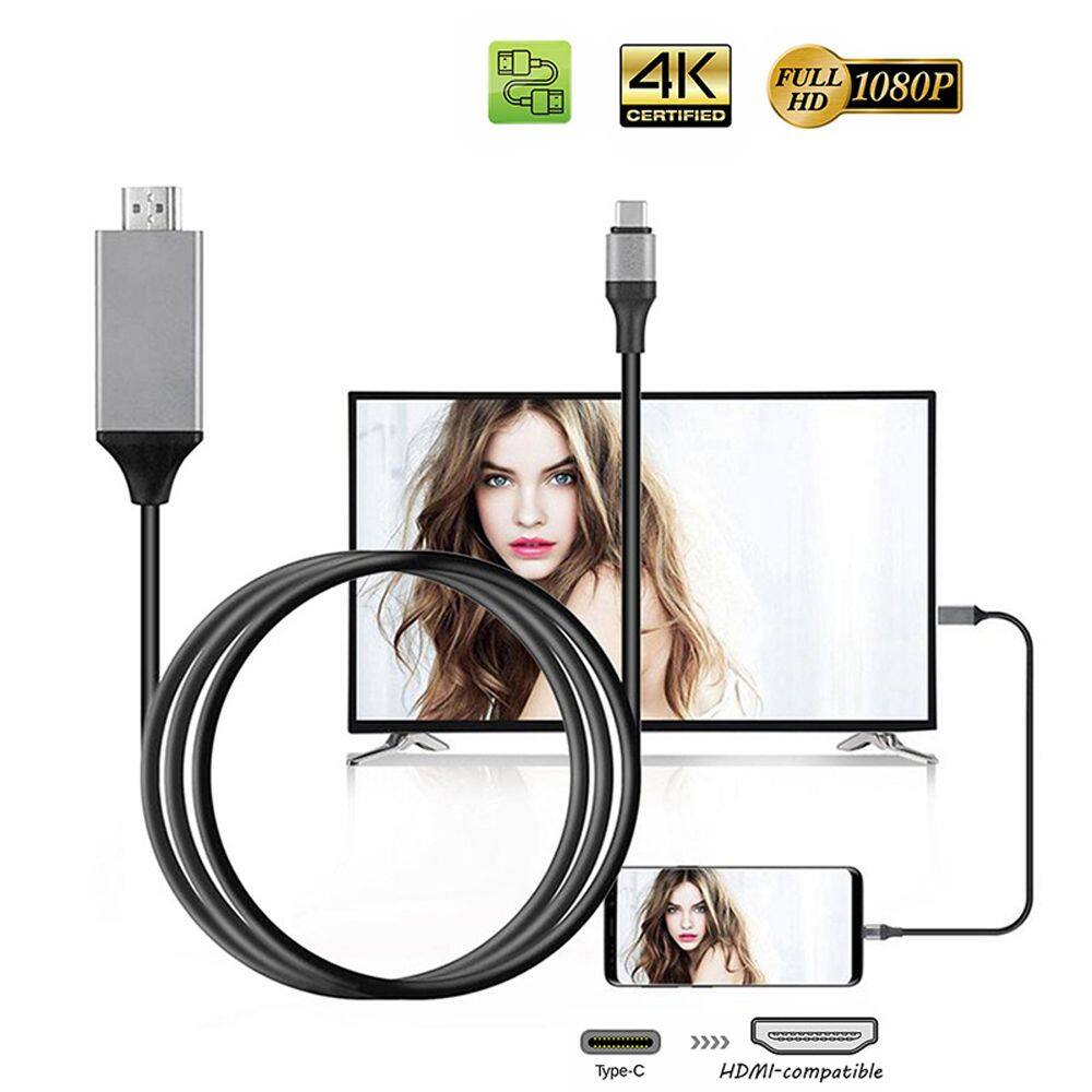 GEHW Type C 2m HD USB Hubs HDMI-compatible Cable Computer Accessories Type C To HD Cable Projection Line HDMI Adapter USB C 3.1 to HDMI Cables Conversion Line Type C to HDMI Adapter USB C to HDMI Cable