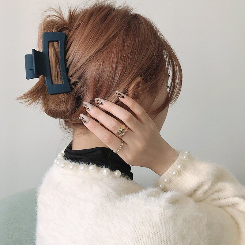 Women's Hair Clip Big Strong Hold Hairpin Multi-function Rectangular Thick Solid Color Shark Hair Clip 6 Colors Available