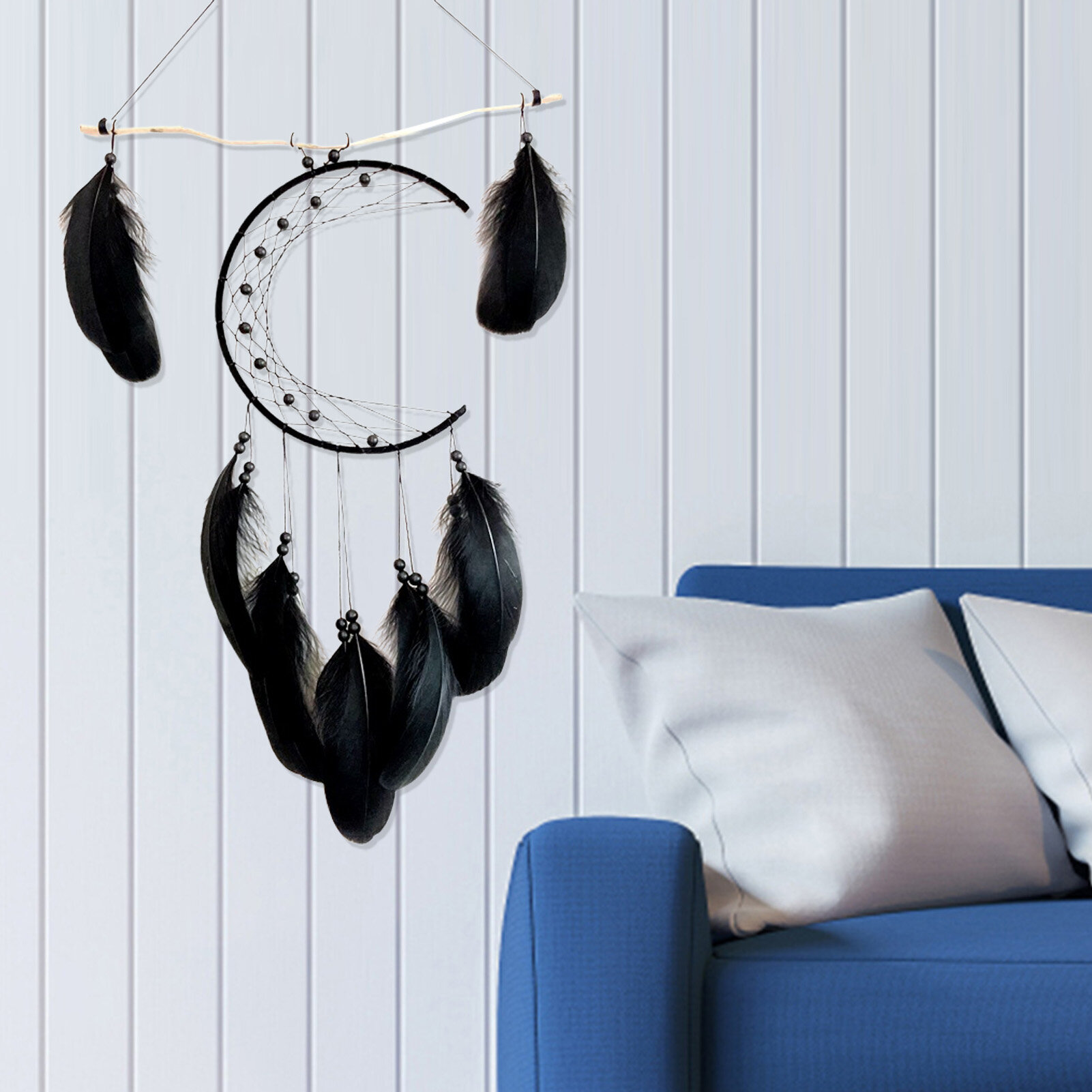Dream Catcher Handcrafted Aesthetic Wood Beautiful Hanging Feather Moon Dreamcatcher Home Decoration