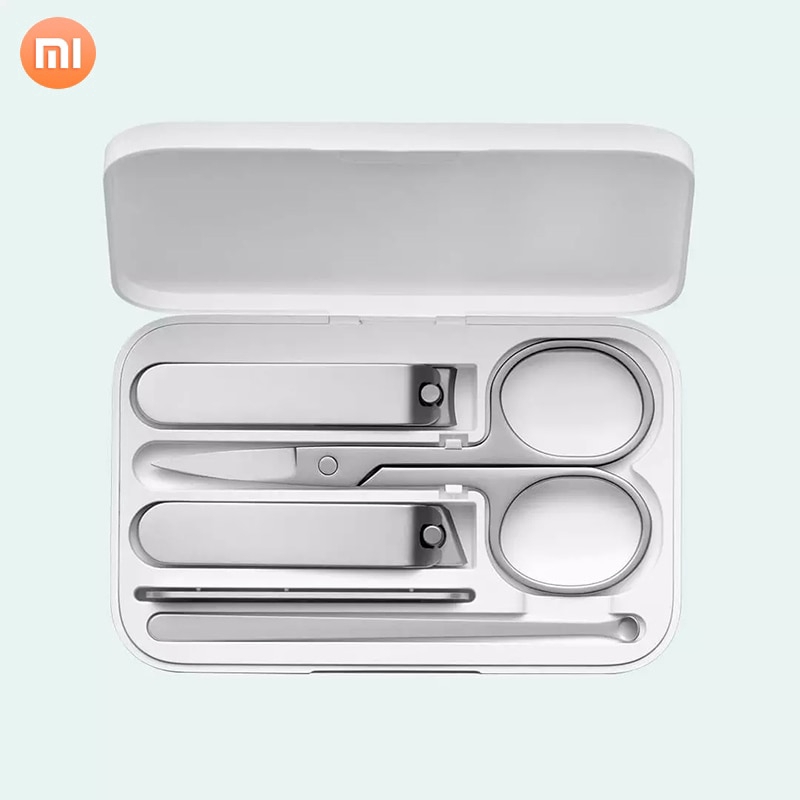 Xiaomi Mijia Nail Clipper 5 Piece Set Stainless Steel Feet Nail Clipper Beauty Scissors Nail File Ear Scoop with Storage Box