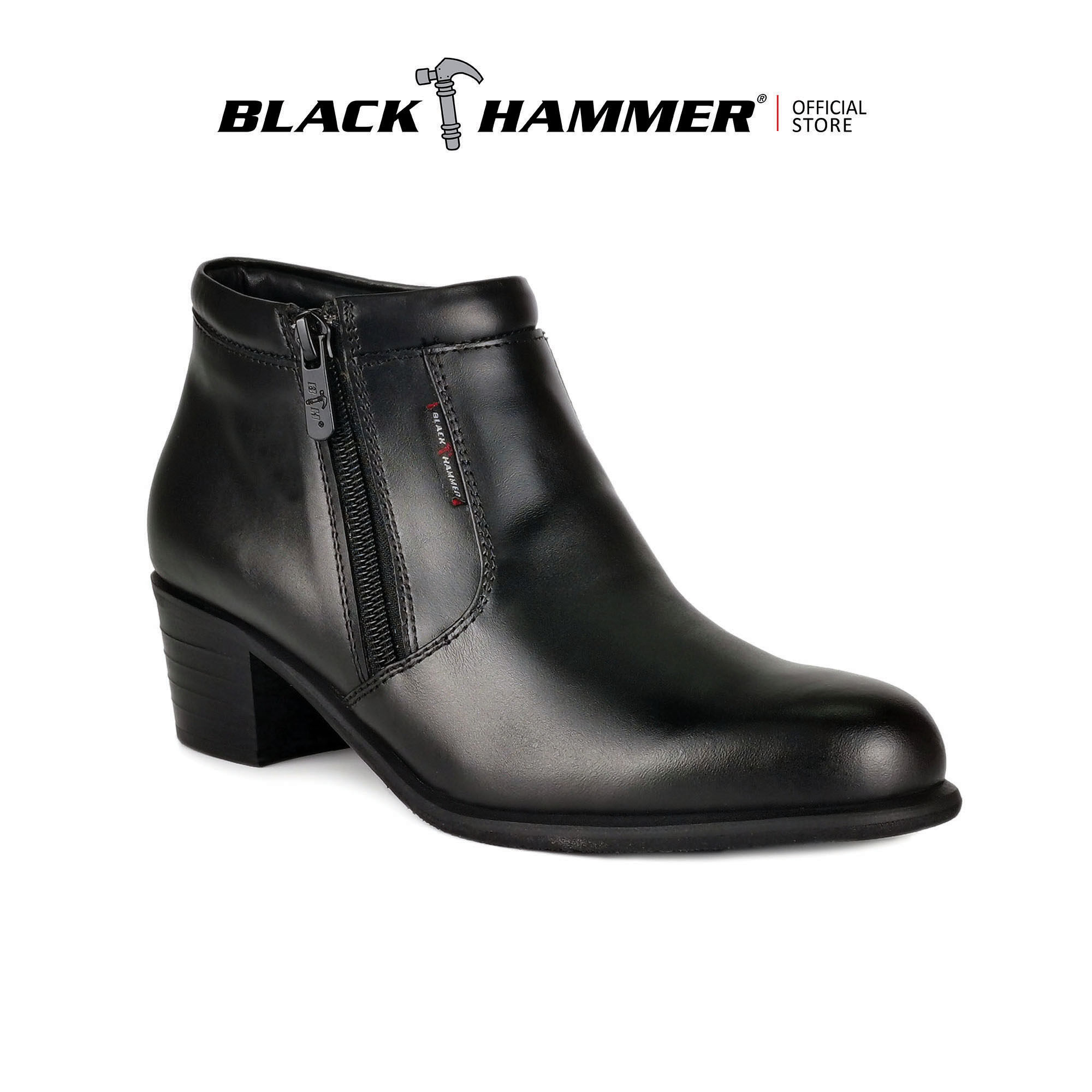 Black Hammer Women Formal Mid Cut with Double Zip Shoes 