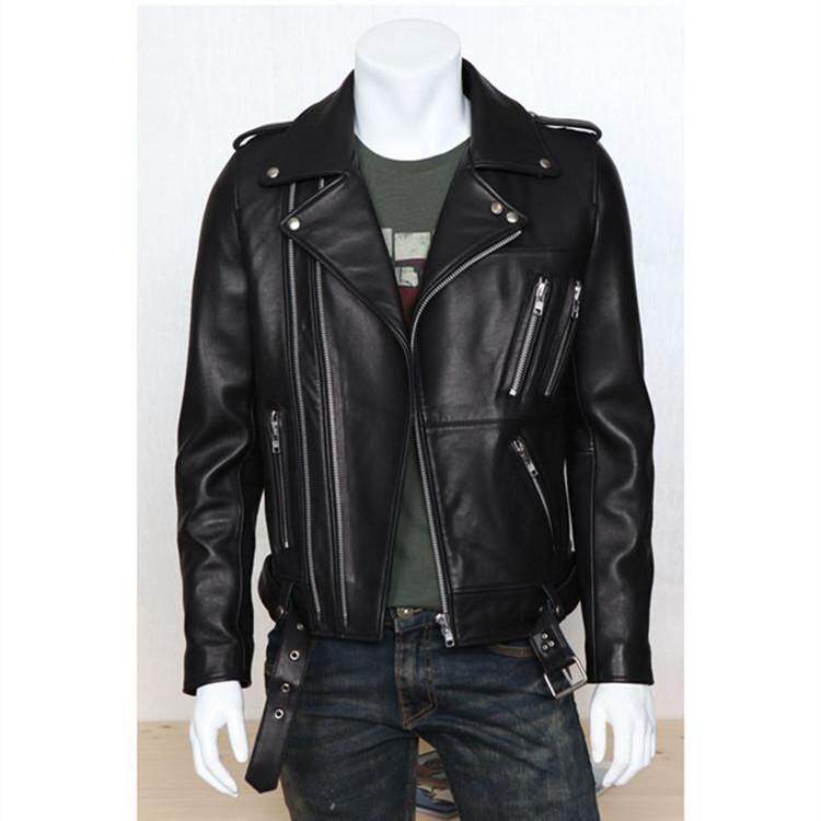 Mens Leather Jacket 2020 Autumn Winter New Style Men's Motorcycle Leather Garment Multi-zipper Lapel Brief Design