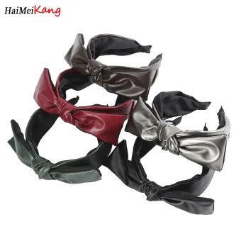 leather bow headband