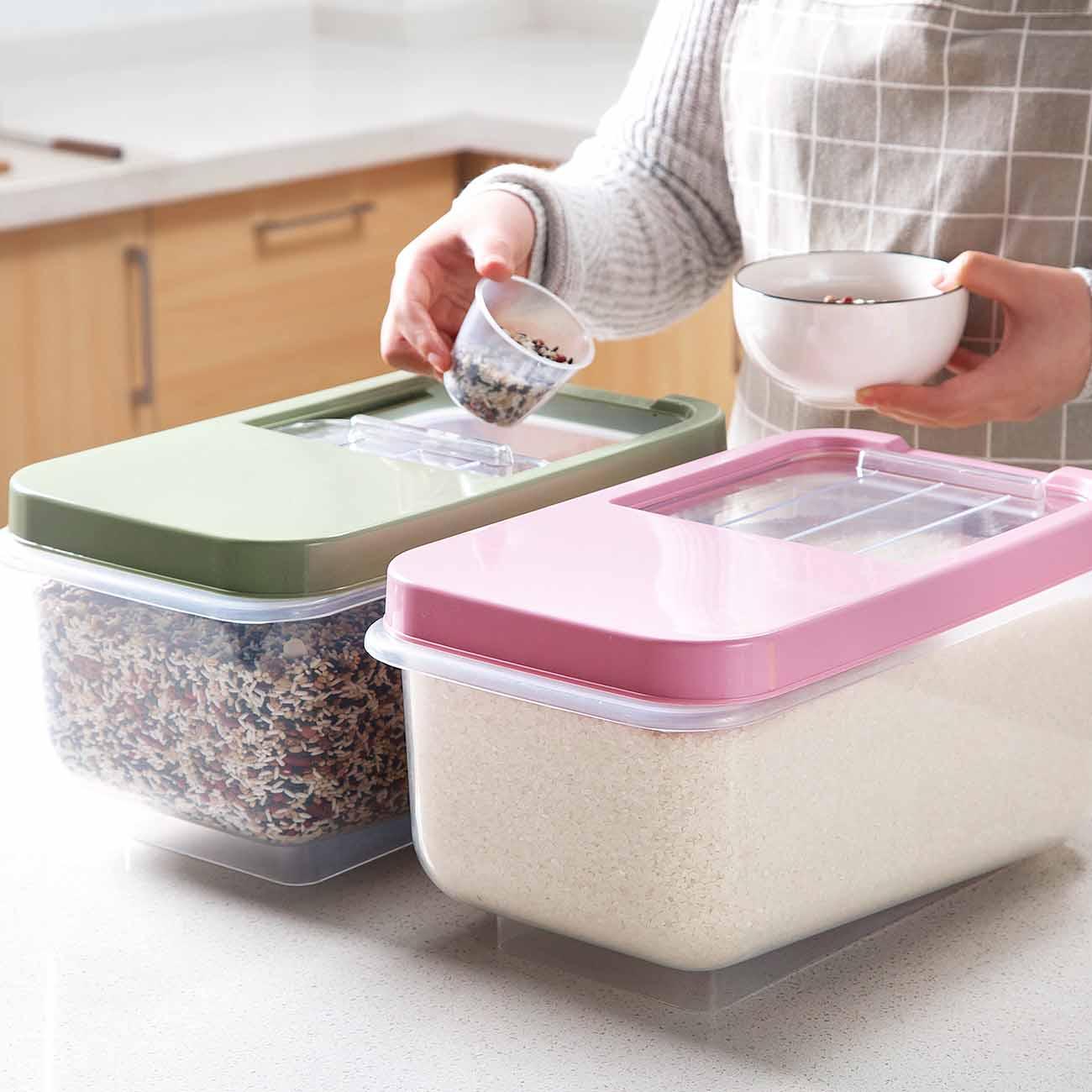 Homenhome Rice Storage Box Flour Storage Box Kitchen Cabinet (1 Pcs Storgae Container+ 1 Pcs Measure Cup)