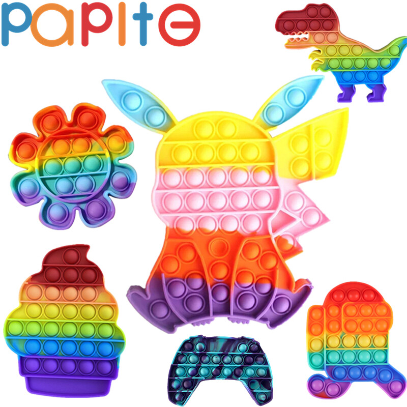 PAPITE ใหม่รูป Push Bubble Pop It ซิลิโคนของเล่นสำหรับเด็กพัฒนาการช้าผ่อนคลายความตึงเครียดบีบความต้องการพิเศษช่วยเพิ่มสมาธิของเล่น