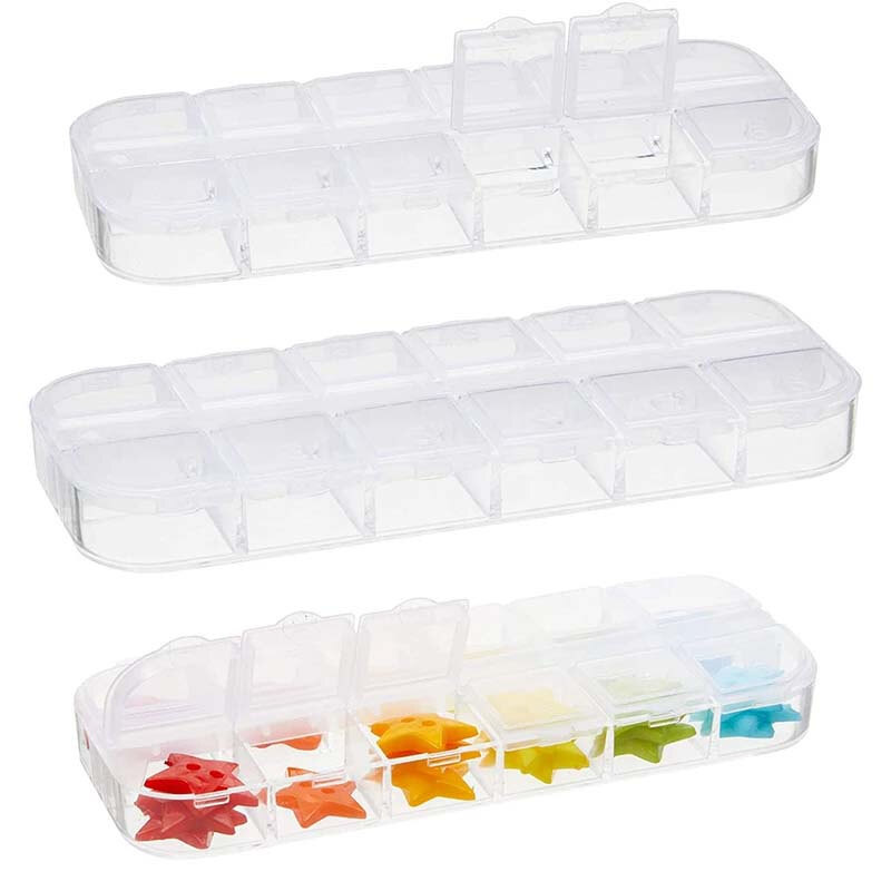 Hộp Đựng Đồ Trang Sức Đá Quý Trong Suốt 12 Ô Hộp Rỗng Bằng Nhựa Tách Rời Hộp Trưng Bày Bông Tai
