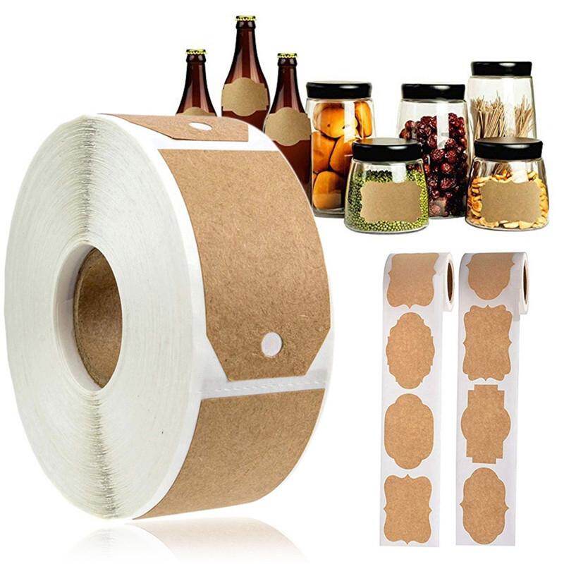 300 Tờ Giấy Kraft Trắng Cổ Điển Nhãn Dán Niêm Phong Giấy Tự Dính Đóng Gói Làm Bánh Phân Loại Nhà Bếp Nhãn Quà Tặng