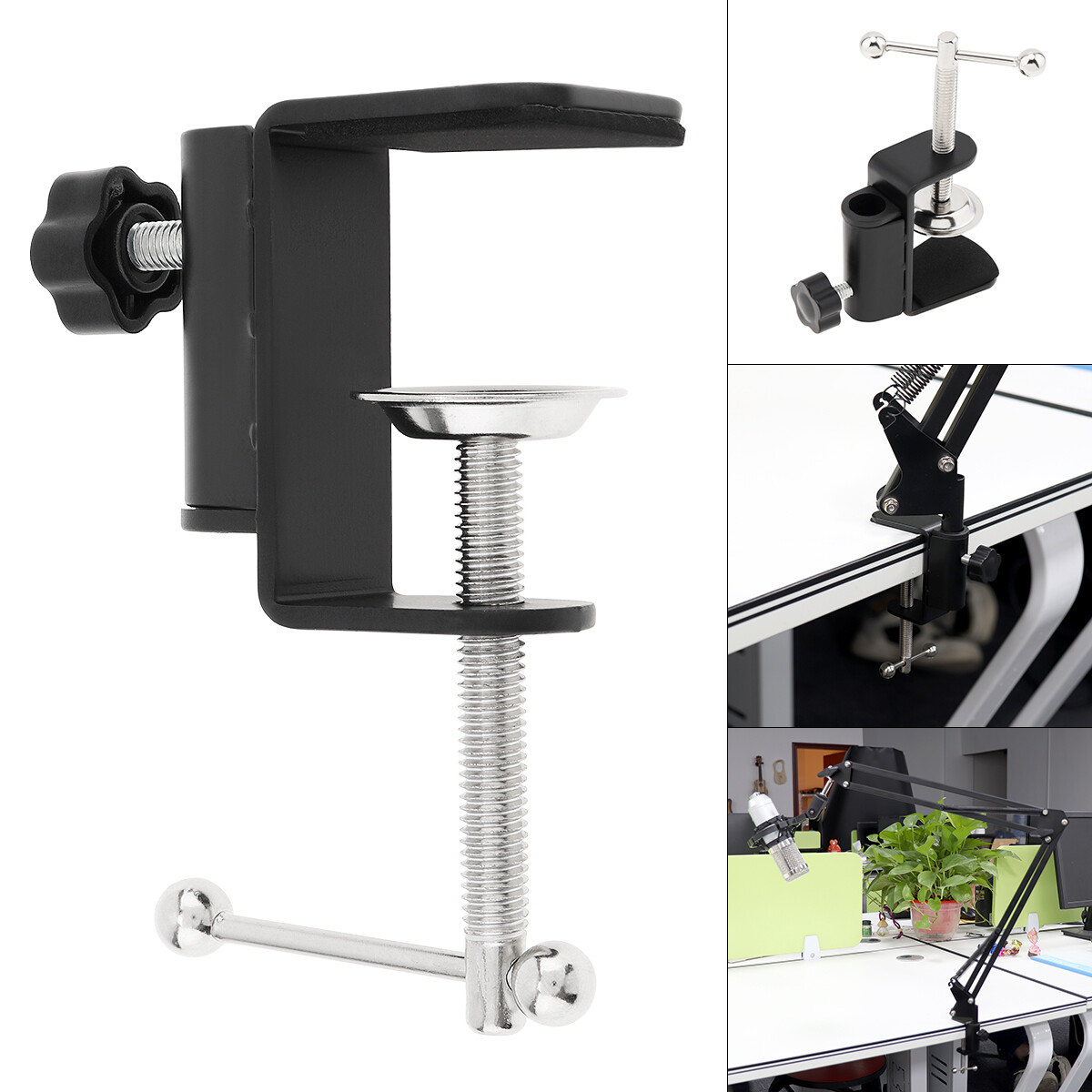 Adjustable Metal Bracket Clamp DIY Microphone Desk Lamp Fixed Clip Camera Holder