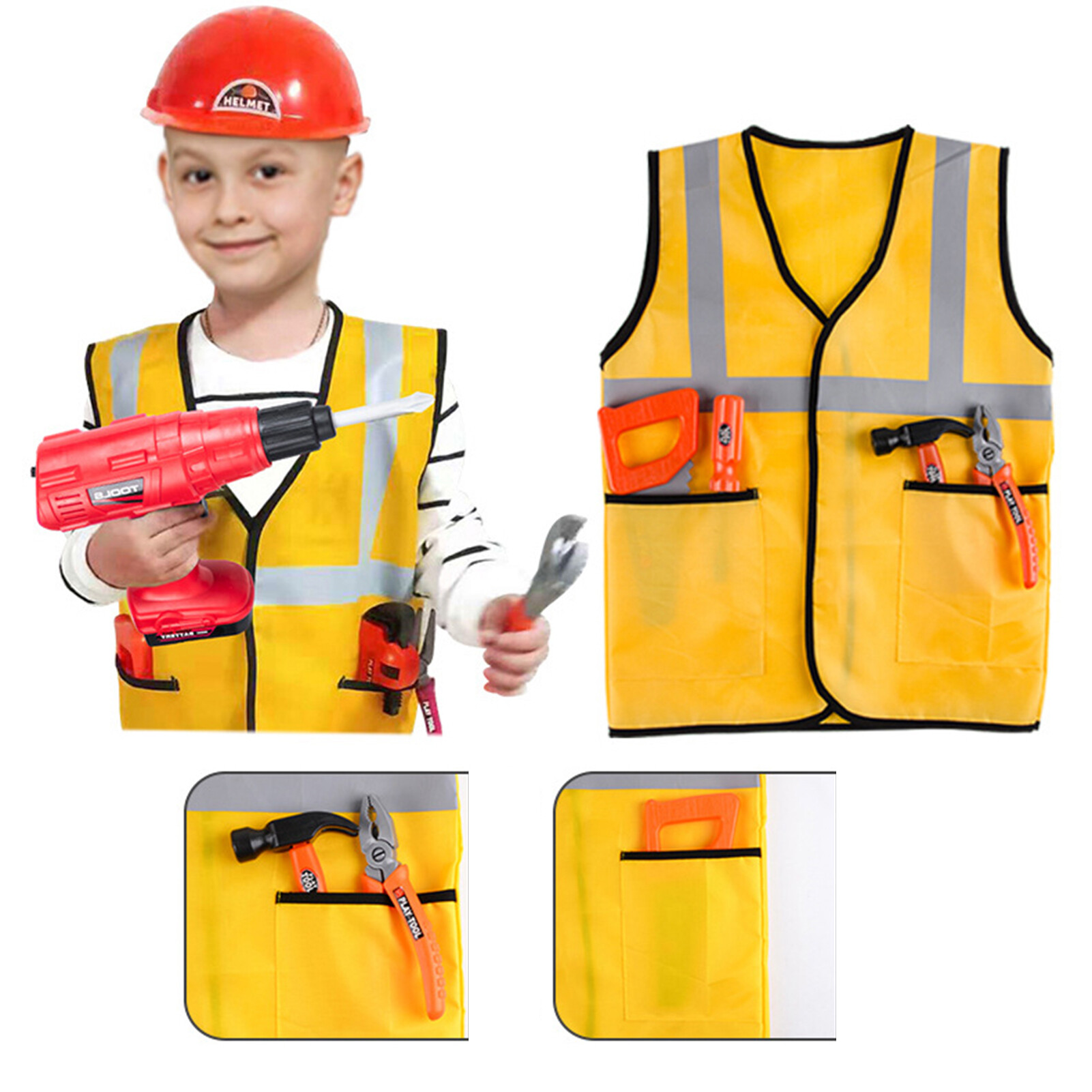 Large Capacity Toy Storage Play House Toys Simulation Interactive Kids Electric Tool Set with Chainsaw Screwdriver and Storage Fun Pretend Play and Learning Toy for Boys 43pcs/set