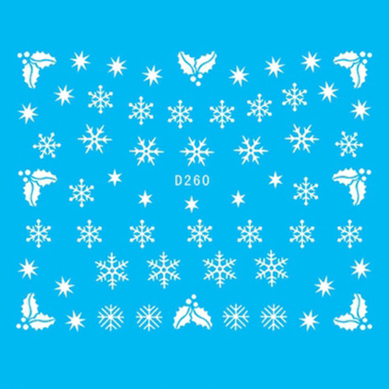 11 Sheets/set 3D Nail Sticker Christmas Theme Pattern Mixed Deer/Snowflake Nail Tips DIY Decoration Sticker White Blue Xmas Reindeer Feather Self-adhesive