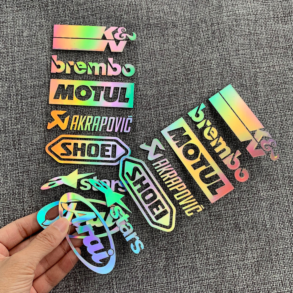 2 Set/Lot Laser Rainbow Motorcycle Side Strip Bike Helmet Sticker Car Styling Vinyl Wheel Fender Decal For Yamaha Tmax Kawasaki