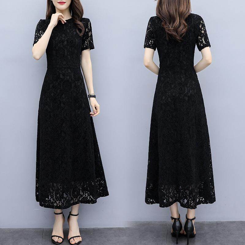 plus black lace dress