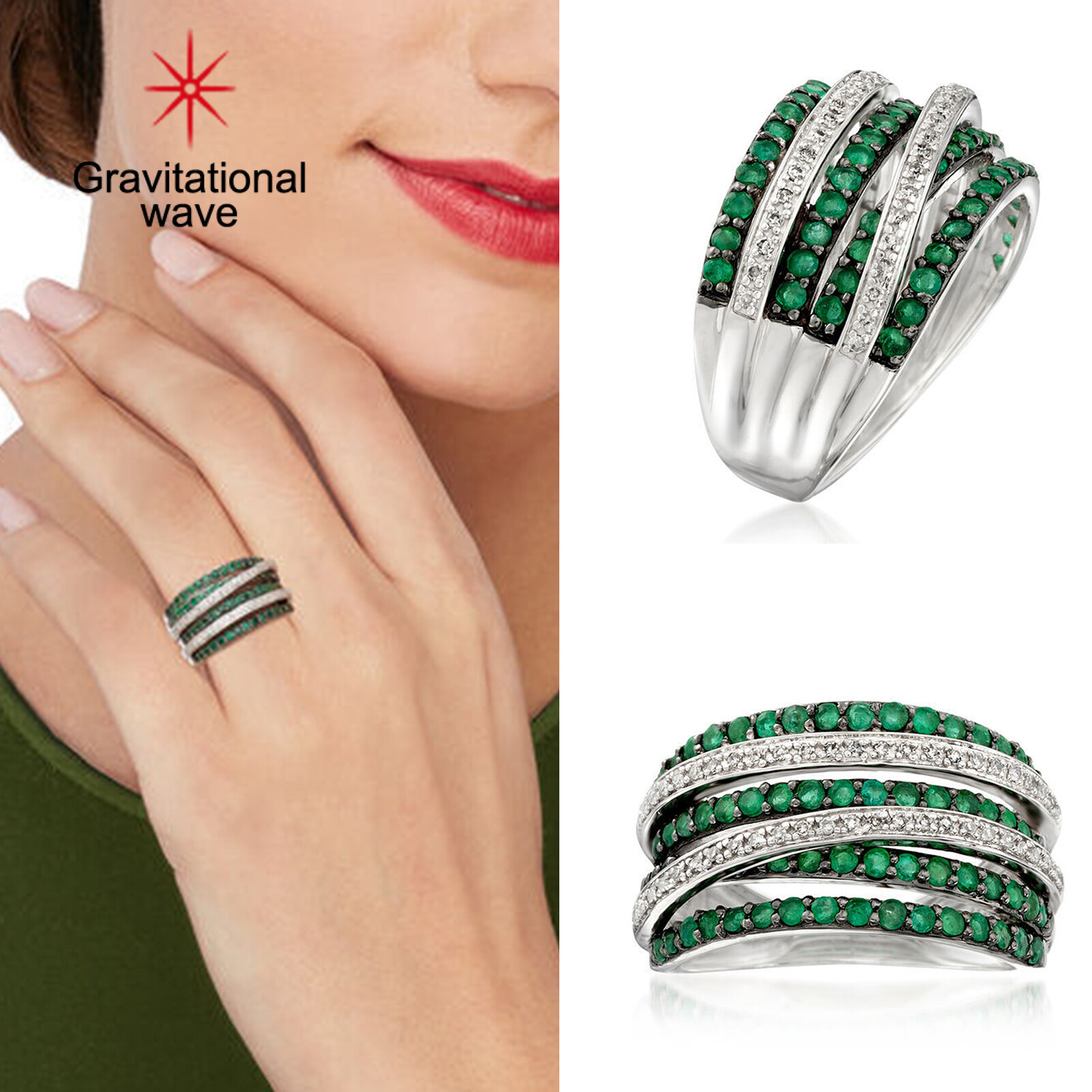 Gravitational wave Finger Ring Skin-friendly Gorgeous Alloy Geometry Shaped Jewelry Finger Ring for Women