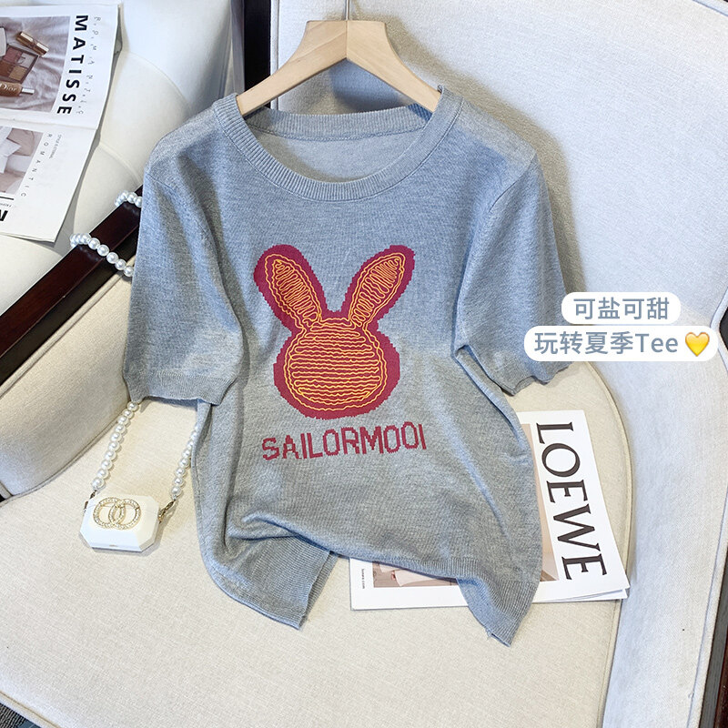 LUCKIN STORE T-Shirts For Women LUCKIN STORE Women  Shirt Knit Short Sleeve T-shirt  Loose Women's  Tops Summer Blouse Plus Size