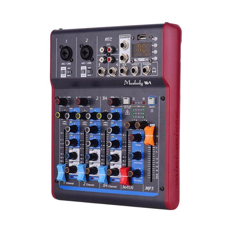Muslady M-1 Professional 4 Channel Digital Mixer Mixing Console Built-in 48V   Phantom Power with Reverberation Effects BT Function for Studio Recording   Broadcasting DJ Network Live
