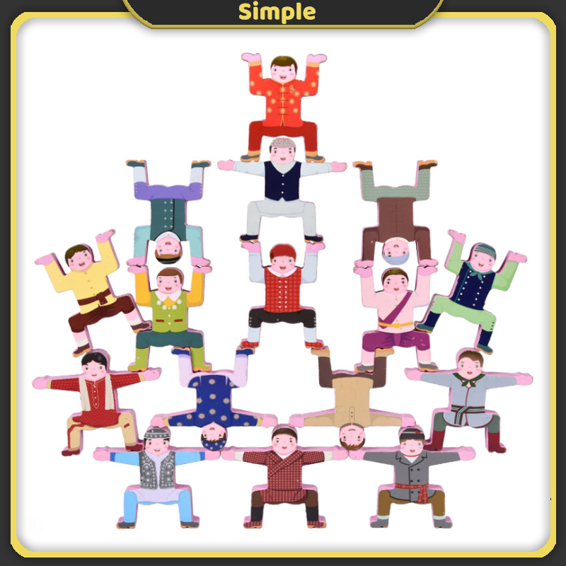 Jenga and Dominos Wooden Characters Brain Trainning Game for Kids Toy