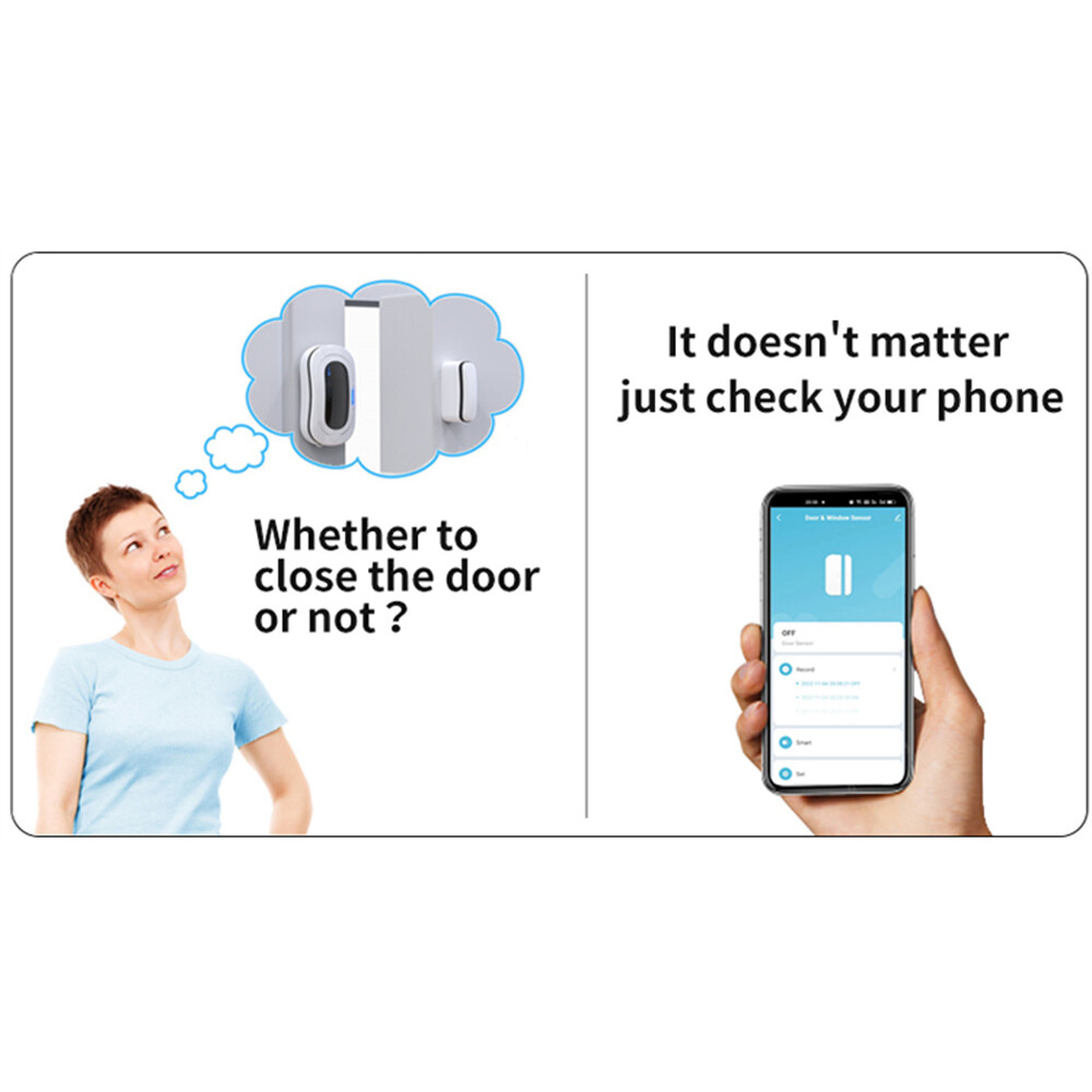 Abaaba Tuya Zigbee Smart Door Magnet Door And Window Sensor Rechargeable Wireless Smart Door And Window Sensor Alarm Alexa Smart Home
