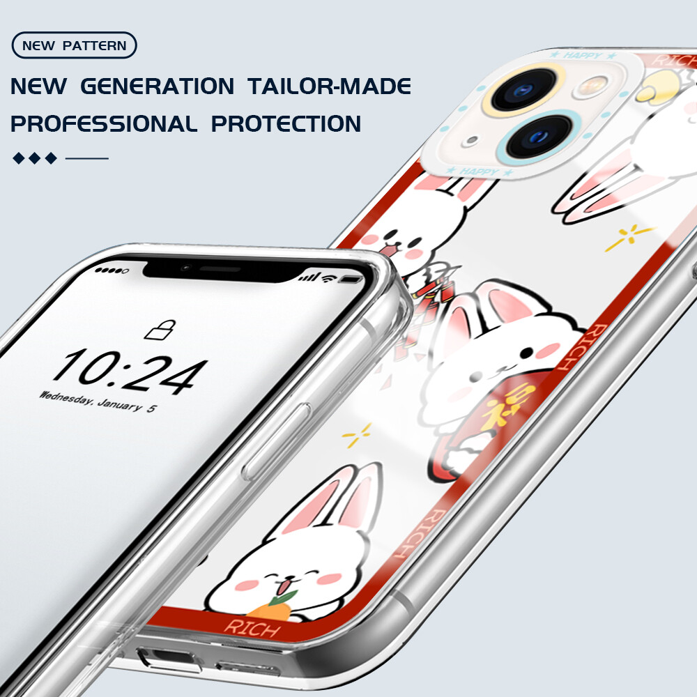 Hontinga Casing Case For Xiaomi Redmi Note 11T Pro+ Note 11S Note 11 Pro 5G 4G Note 8 Pro Note 9 Case Transparent Clear Case Rabbit Year Phone Case Soft Silicone Full Cover Shockproof Rubber Cases Back Cover Phone Casing Softcase For Girls