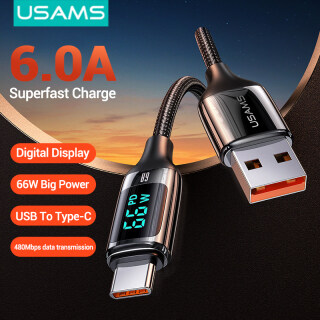 USAMS 6A Type C Superfast Cable 66W Digital Display Charge Cable for OPPO Xiaomi Huawei P40 P30 Pro P10 P20 Mate 10 9 Honor Note 10 V10 V20 Samsung S8 Note 8 Galaxy Z Flip3 Type thumbnail