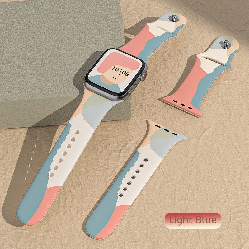 For Ap plle Watch Band 41mm 45mm 44mm 40mm 42mm 38mm Strap Morandi Mix Color Silicone Watch Bracelet Belt for i Watch 7 6 se 5 4 3 2 1 Strap