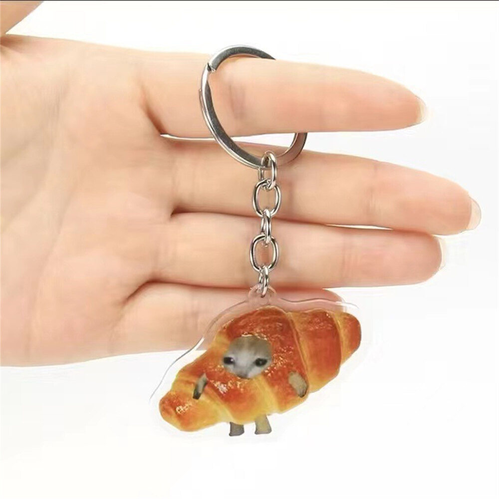 Banana Cat Keychain Weblebrity Cat Keychain Funny Cat Keychain Cute Banana Cat Charm Cat Expression Keychain