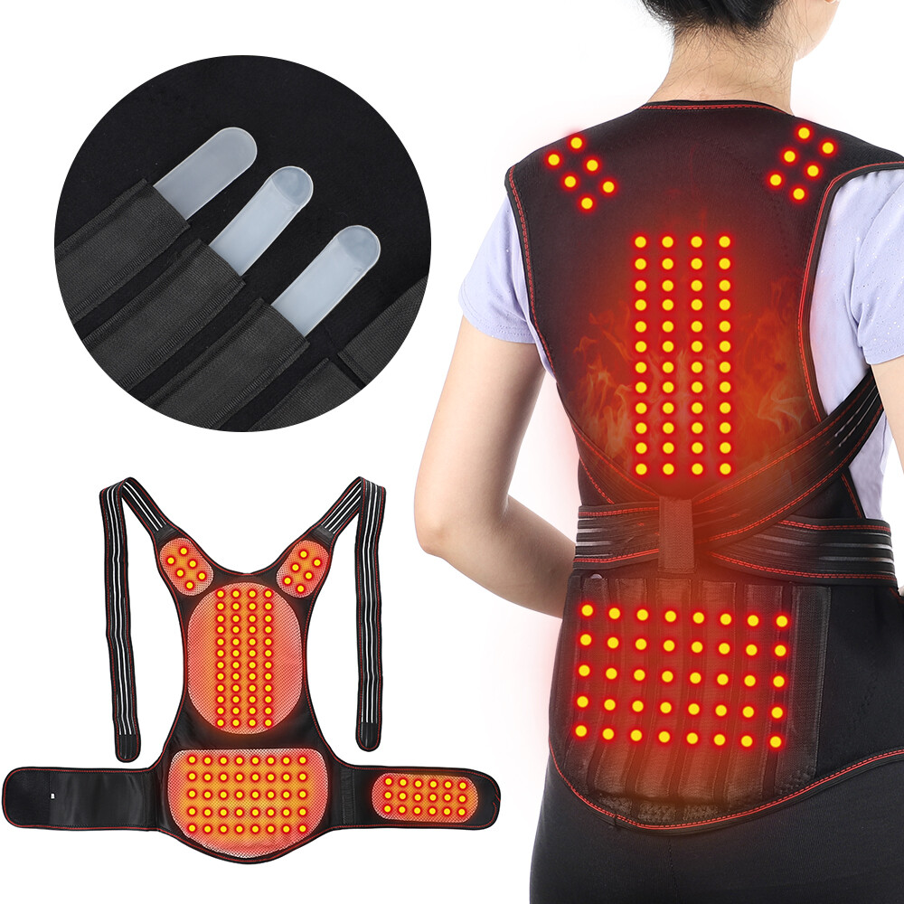 Agdoad Tourmaline Self-heating Spine Lumbar Support Magnetic Shoulder Wrap Posture Corrector Waistcoat Heating Therapy Shoulder Neck Brace