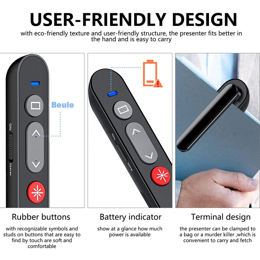 Presenter With Laser Pointer Presentation, Powerpoint Remote Control 2.4 GHz Wireless Presenter Pointer With USB Receiver, Presentation Remote Control With Hyperlink/Volume Control, Laser Pointer Cats