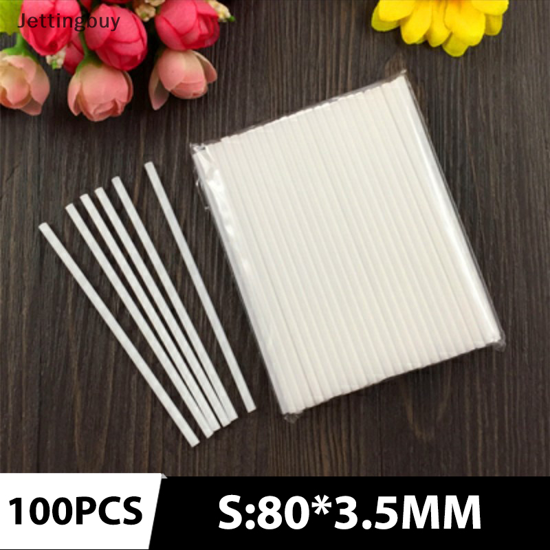 Flash Sale 100 Plastic Lollipop Sticks Food Grade White Tube Candy Baking Plastic Sticks