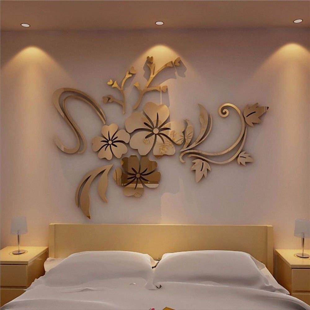 Senteniced 3D Gương Hoa Nghệ Thuật Có Thể Tháo Rời Decal Dán Tường Acrylic Bức Tranh Tường Decal Nhà Trang Trí Phòng