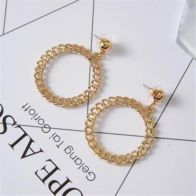 Lusion Merek Logam Elegan Anting Bulat Wanita 2019 Baru Vintage Gold Warna dengan Harga Murah Korea Anting-anting Mencolok Aksesoris Brincos