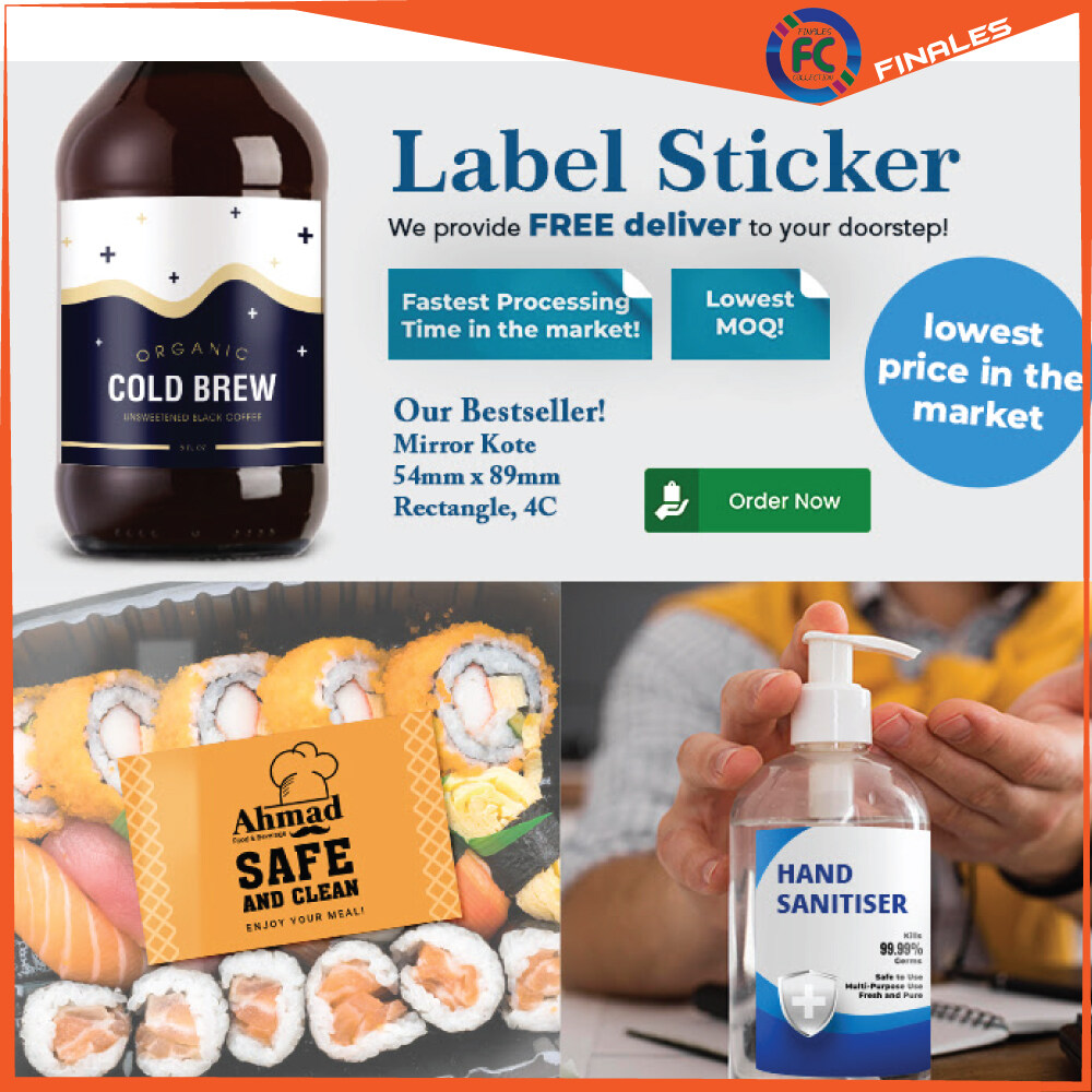 Label Sticker Produk Makanan Sticker Botol Pelekat Label Packaging Tahan Lama Kualiti