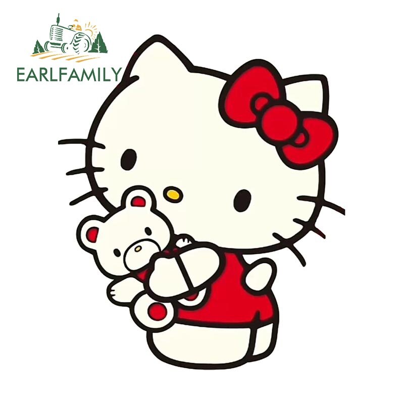 EARLFAMILY Miếng Dán Xe Hello Kitty 13Cm X 11.1Cm Đề Can Vinyl Chống Thấm