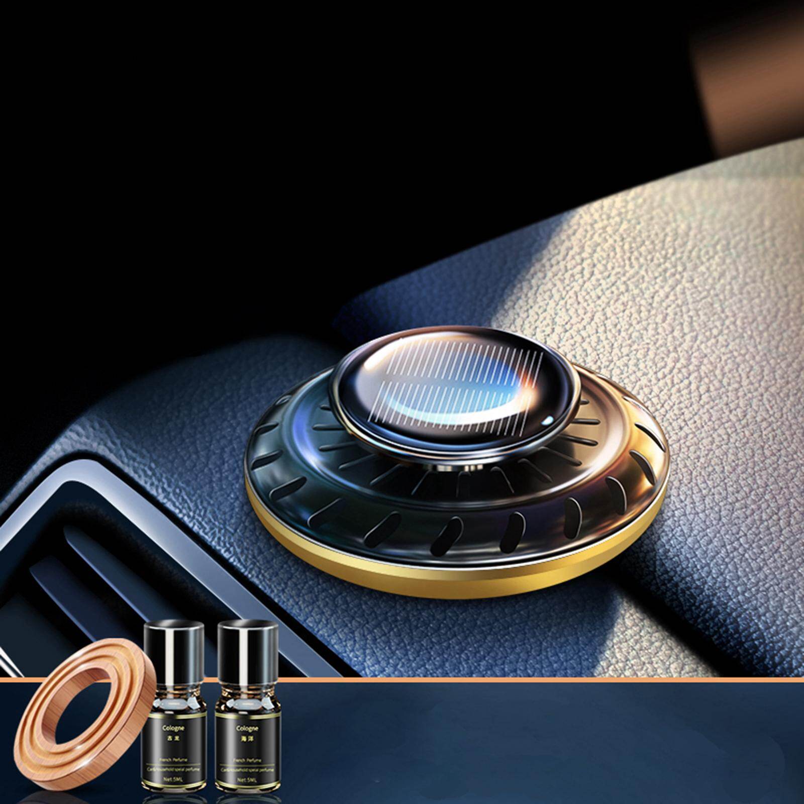 Baoblaze Auto Air Freshener, Solar Powered, Automatic Rotating Essential Oil Diffusers
