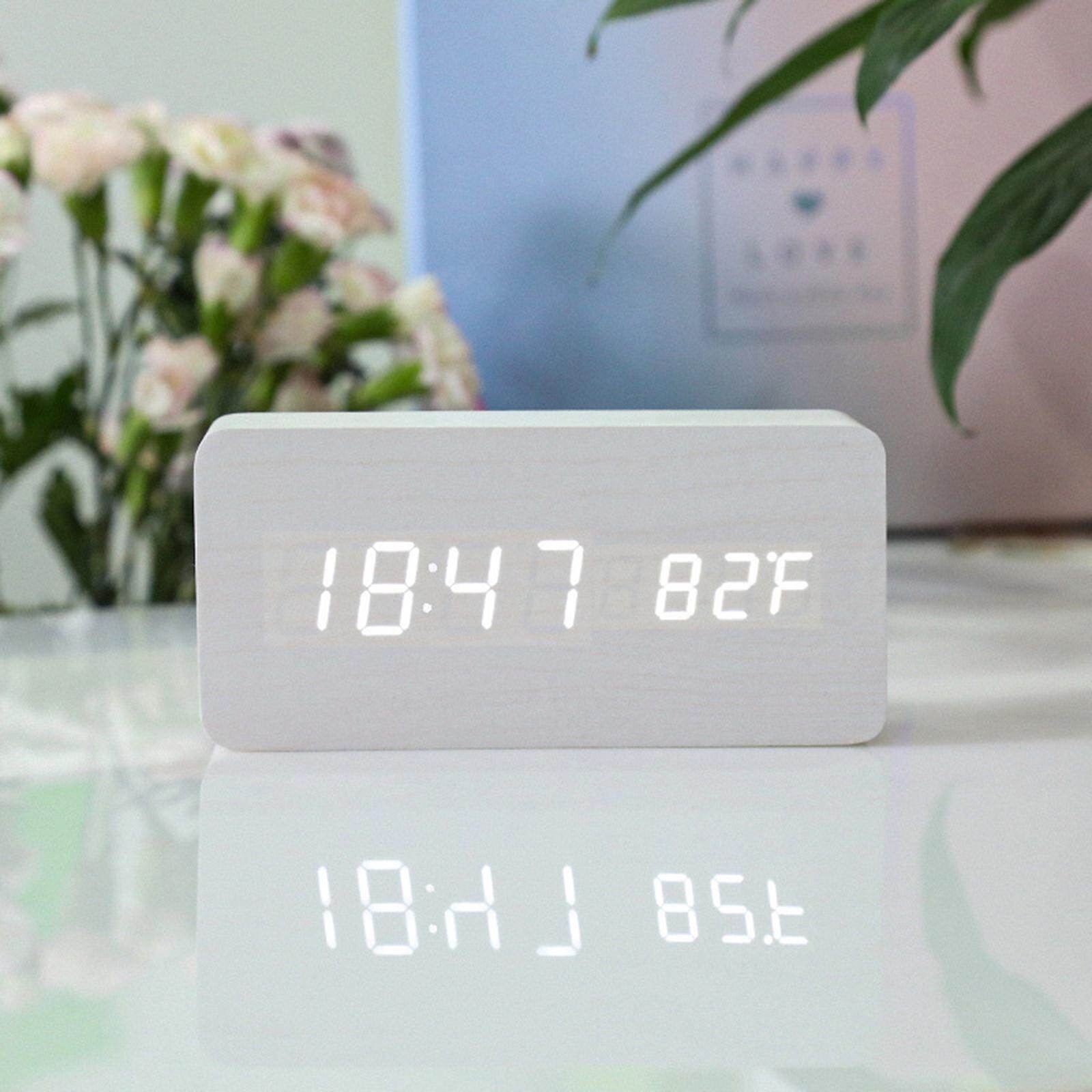 Blesiya Đồng Hồ Báo Thức Kỹ Thuật Số Hiện Đại 3 Thiết Lập Báo Thức Màn Hình LED Lớn Trang Trí Nhà Cửa
