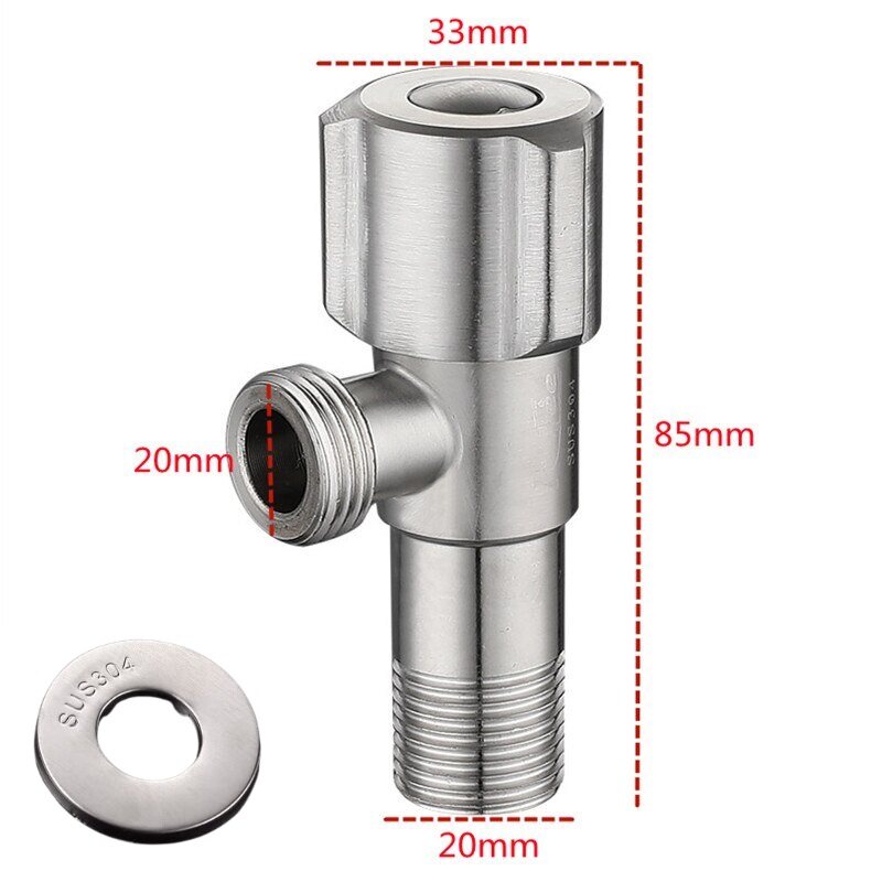 SUS304 Stainless Steel Angle Valve Kitchen Sink Quarter Turn Angle