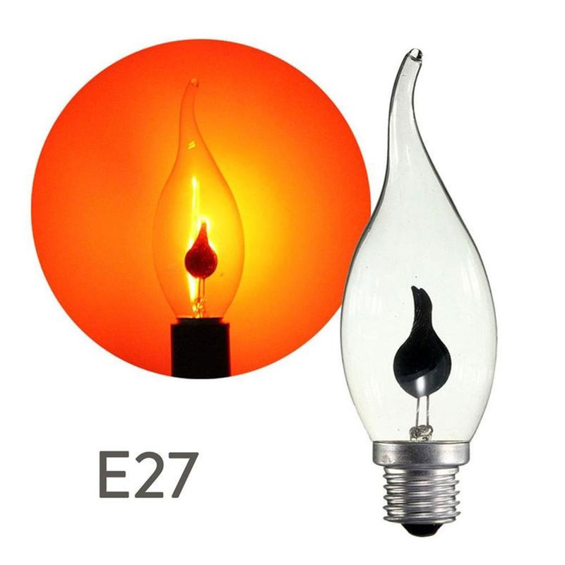 E27 E14 Led Edison Bulb Novel Candle Tip Lamp Vintage Flickering Effect Flame Fire Light Decoration