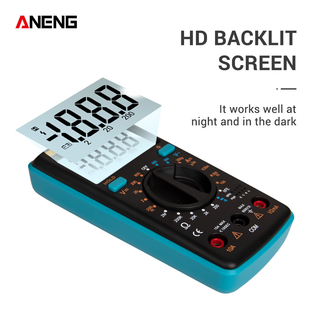 ANENG M1 Handheld Digital Multimeter LCD Backlight High Precision AC/DC Voltage Current Resistance Transistor Continuity Tester Overload Protection